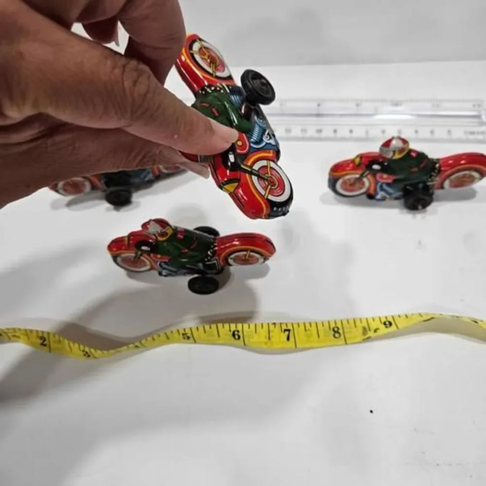 Vintage Tin litho Toy Motorcycles Set of 4 Made in Japan #18's